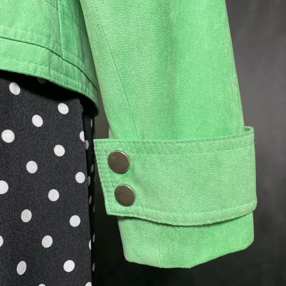 Pastel Green Micro Suede Biker Jacket - Picture 6 of 8